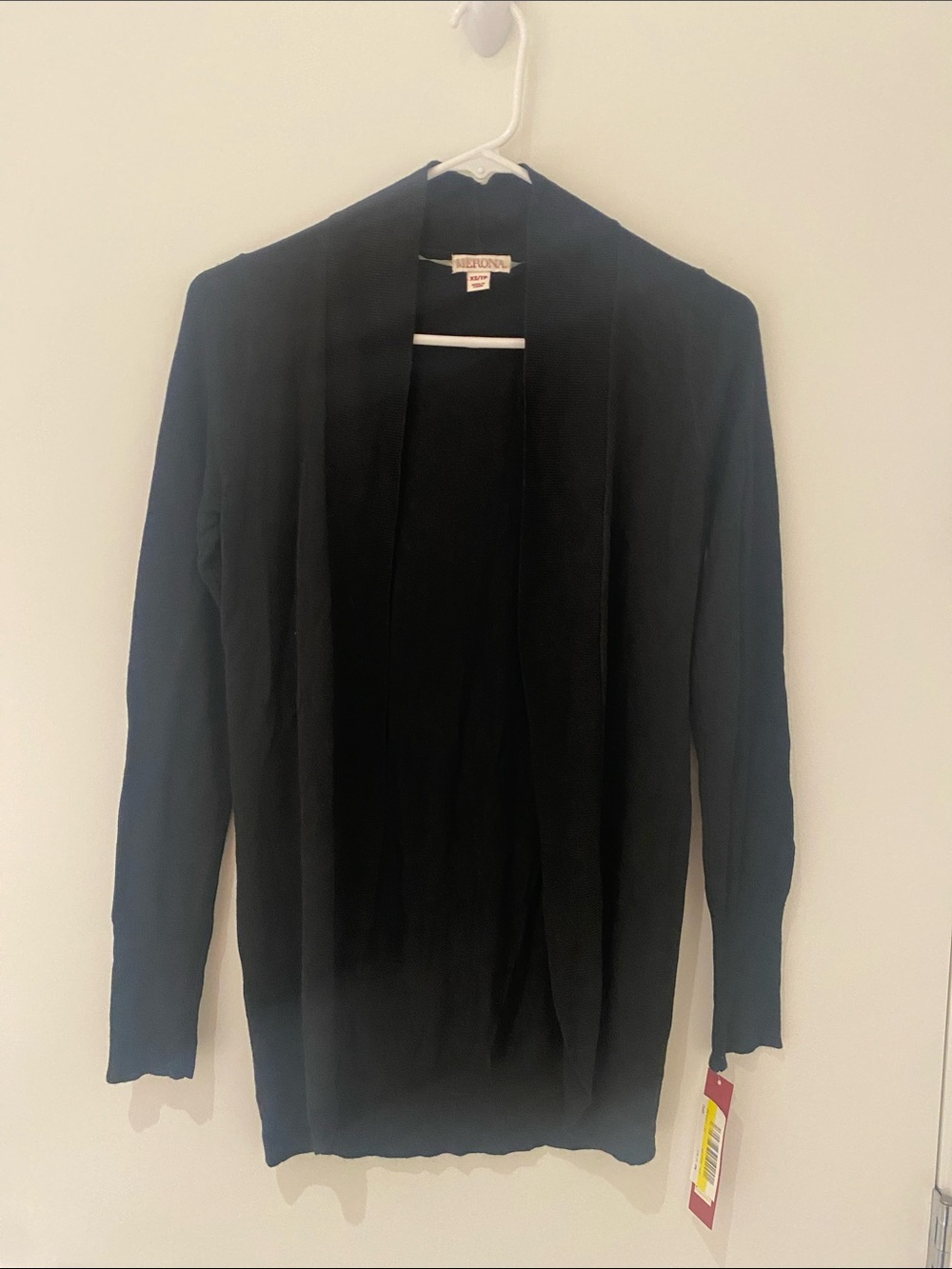 NWT Merona Open Front Cocoon Like/Curved Front Cardigan Black XS